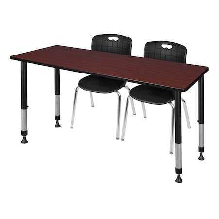 Regency Tables > Height Adjustable > Rectangular Table & Chair Sets, 72 W, 24 L, 23-34 H, Mahogany MT7224MHAPBK40BK